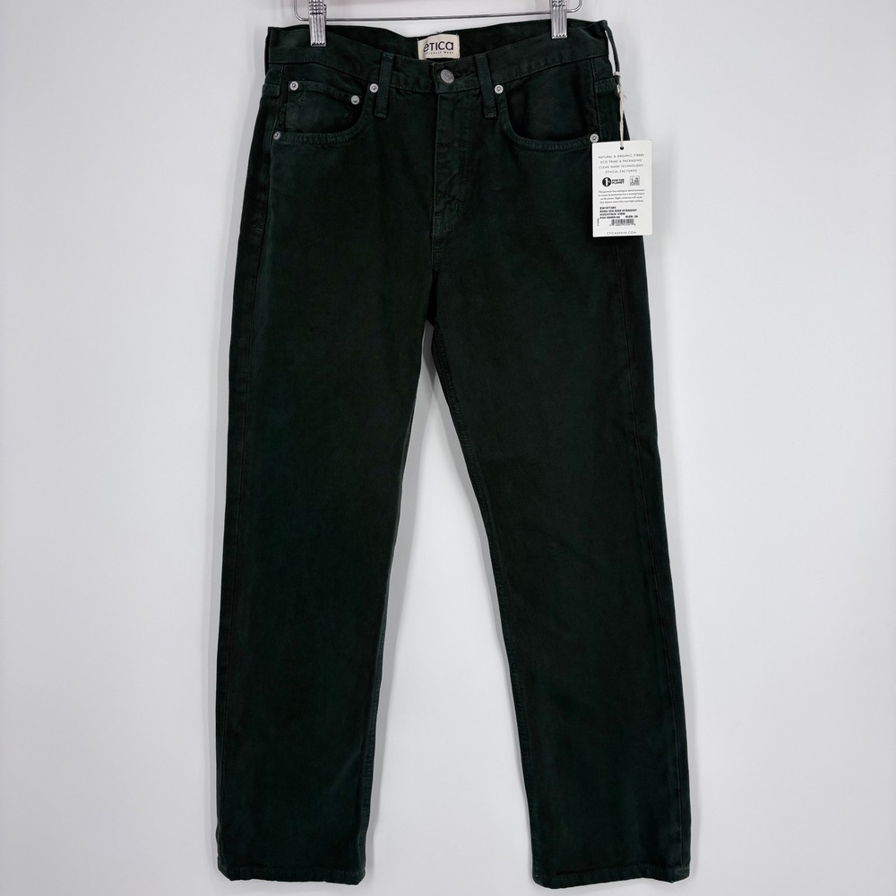 Etica Rhea Mid‎ Rise Straight Jeans Womens 26 Green Mountain View NEW W/ FLAW